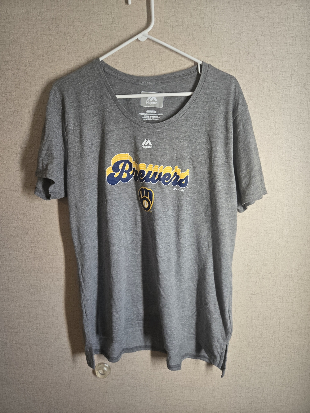 Milwaukee Brewers Gray Crew Womens Xl Neck T-Shirt
